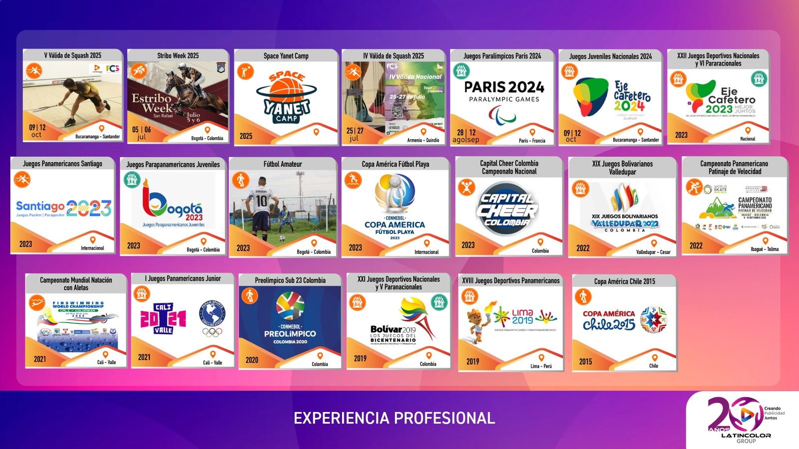 Experiencia Profesional Latin Color Sports